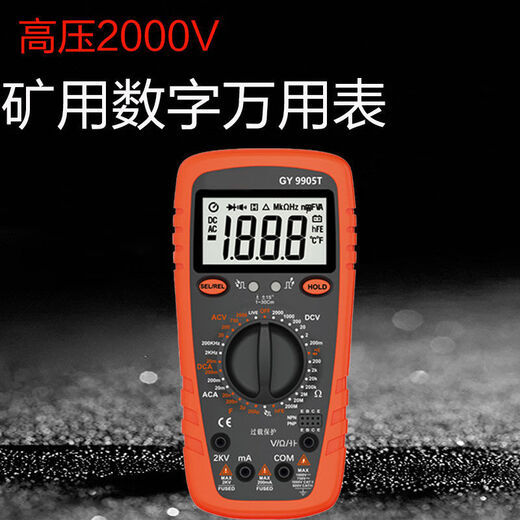 Oluxun Customized Tianyu 2000V Mining Digital Multimeter 2KV Hochspannungsmine Digital Display Messgerät Anti-Burn High-Precision Multifunktional 9905T Standard [AC-DC-Spannung 2000 V]