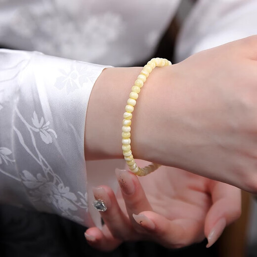 Nine Color Cloud Beeswax Bracelet for Women White Flower Honey Old Type Beads Scattered Beads Raw Stone Single Bead Necklace Pendant Amber Plate Toy Bracelet White Flower Honey Old Type 6MM