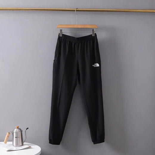 
North summer elastic and light fast-drying sports trousers Korean style men and women slim casual ice silk pants fashionable casual pants 695-31948 fast-drying trousers black L