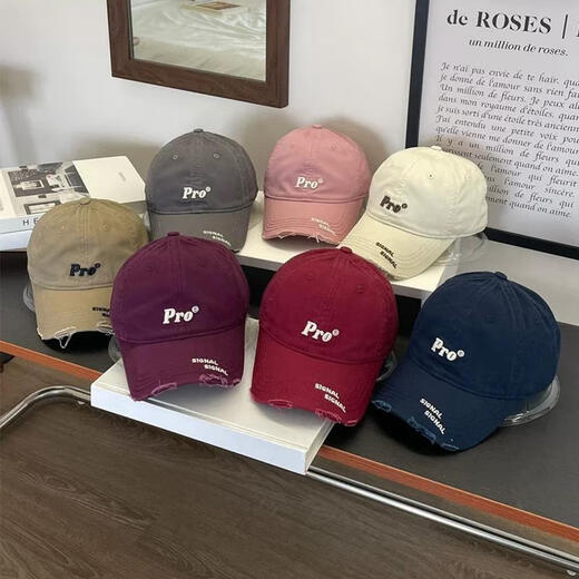 Woodpecker American old-fashioned retro hole soft-top baseball cap for women Korean style fashionable embroidery face-showing duck tongue hat for men trendy brand beige-pro letter M adjustable