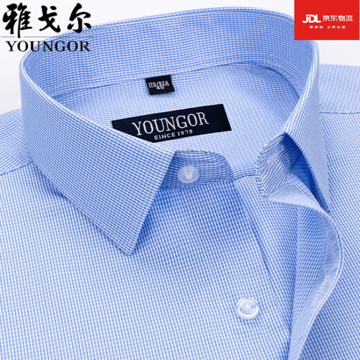 雅戈尔旗舰官方店男士短袖衬衫夏季纯棉商务休闲职业装抗皱免烫中年条纹 DX6628 42 建议【160-170斤】