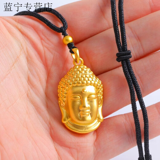 溥畔999足金黄金色弥勒佛头吊坠释迦牟尼佛吊坠情侣佛头挂坠送女友 中号佛头吊坠5963 专柜原装礼盒包装+证书