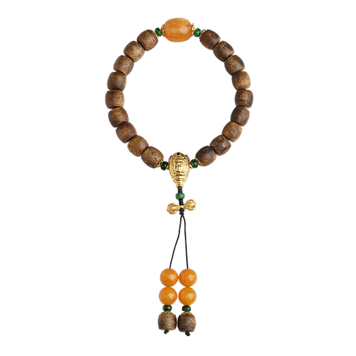 Potala Palace Beeswax Agarwood Bracelet for Men and Women Wooden Toy Tray Jade Transfer Bead Wooden Treasure Bracelet Birthday Gift