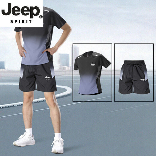 Jeep Spirit Высококачественный ледяной шелковый костюм Мужской летний летний новый футболка с короткими рукавами.