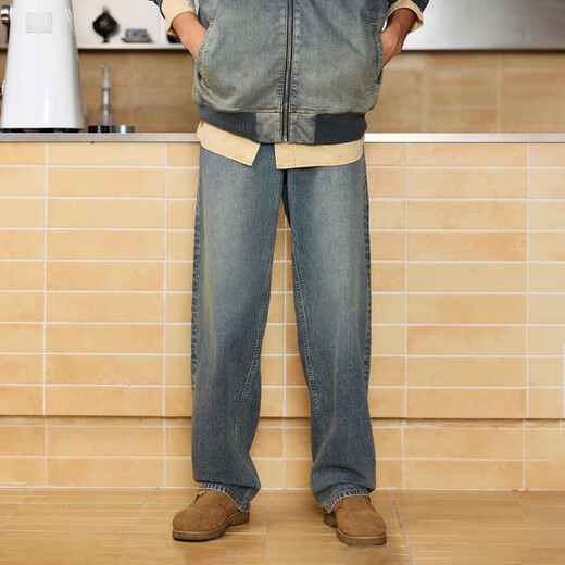 杰克·琼斯（JACK&JONES） 男装秋季牛仔裤锥腿廓形多口袋水洗磨白纽扣长裤裤子225332078