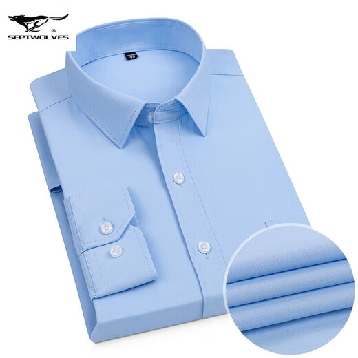 Sept Wolves Shirt de coton de l'âge moyen et des jeunes hommes 2024 Four Seasons Universal Breathable Business Pocket Multi-Color Working Long Manneve 6630 38