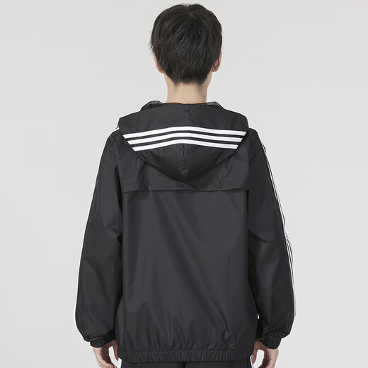 阿迪达斯 （adidas）阿迪达斯梭织连帽夹克男春季运动服休闲跑步外套IB0384 IB0384/松紧袖口/三条纹 S