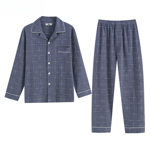 Langsha Plus Size Herren-Pyjamas im Frühjahr, Herbst und Winter verdickterte Baumwoll-Langarm-Pyjama-Pyjama mittlere und ältere Full-Rocte-Pyjamas mit voller Trottel 1345 2xl