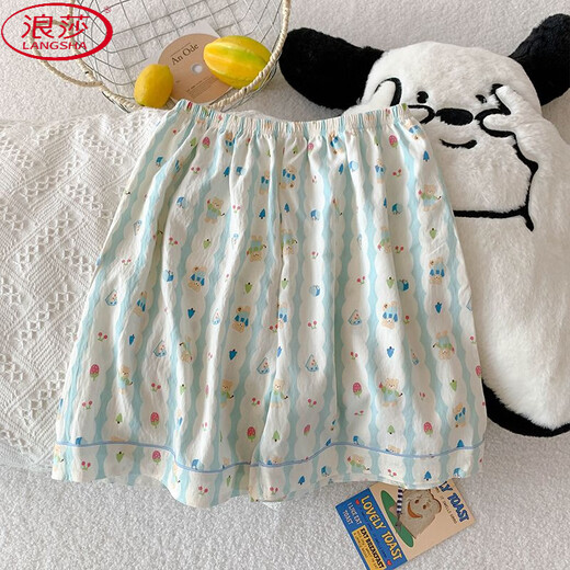 浪莎（LangSha）三件套樱桃小熊睡衣女夏季短袖可爱卡通宽松云朵棉夏天家居服套装 JS-9902#星星KT猫-三件套 短袖上 M 码 155-162 体重100斤内
