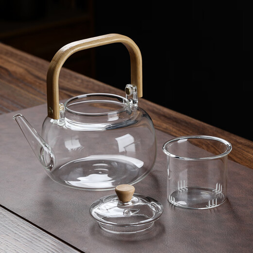 SUSHI CERAMICS teapot thickened high borosilicate glass teapot flower teapot wooden handle teapot 1000ml