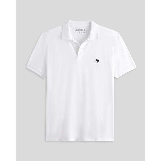Abercrombie & Fitch Classic POLO Little Elk Pattern Men's 25 Summer American Commuting Short-Sleeved T-Shirt White L (180/108A)