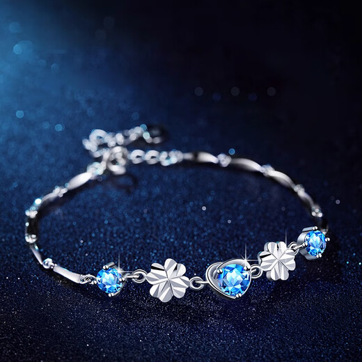 MZMZ platinum bracelet women's four-leaf clover pt950 platinum necklace set as birthday and anniversary gift for girlfriend and wife, light luxury model, four-leaf clover bracelet, white diamond