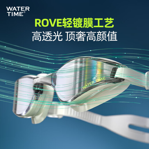 WATERTIME swimming goggles myopia high definition racing waterproof anti-fog coating swimming goggles men's and women's swimming cap set swimming equipment Green Shadow Walker myopia 400 degrees