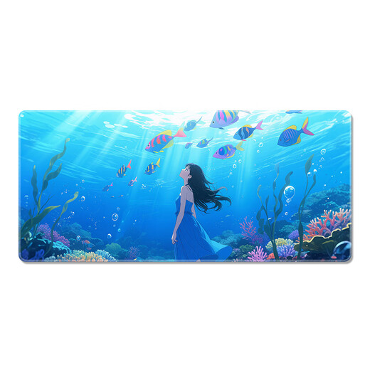 Tres coro Cat 2D Anime Mouse Pad de ratón Super grande Juego de deportes E Sports Women Mujeres Teclado para portátiles Desk Borno Anti-Slip Sports Lock Borde de bloqueo liso Anti-Slip Custom más grande y espesado 15269 Bordamiento de bloqueo de precisión de cutro de cuello 80 cm x 30 cm x 5 mm