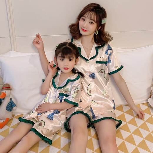 Cooles Kapitel (Kuzhang) Mädchen Pyjamas Sommer Dünn Ice Seiden Kinder Prinzessin im Internet Promi Kinderanzug Mutter Mädchen Klimaanzug Summer Style Qn -1047 140 s Code Körpergröße -150 cm Gewicht 75 Jin [Jin gleich 0,5 kg]