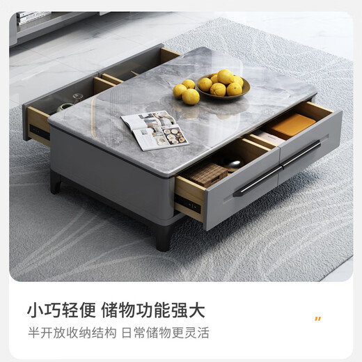 Ziwu Tea Table TV -Schrank Kombination Einfacher, einverrückter Dicke Slab Storage Tea Table TV -Schrank 801# Single Pull TV -Schrank