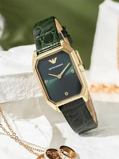 Armani Ladies Watch Fashion Fashion Diamond Conday Fritillaria Quartz Small Green Watch Square Trend AR11149 AR11399