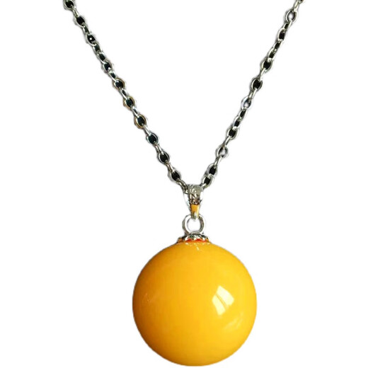 Fat Donglai quality amber and blue amber pendant Mexico 5A water purification multi-meter necklace beeswax inlaid S925 silver beads multi-meter blue amber clavicle chain 16mm