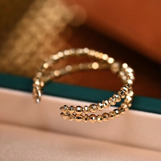 Chili 18k gold laser bead double-layer ring, sparkling galaxy, sparkling girlfriend gift, Luo Kekeke fashionable 18k gold-S size 9-12 ring circumference