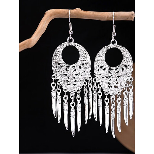 Quamer Old Phoenix Gold Store Neue Retro Miao Silber Ethnischer Stil Ohrring Personalisierte Boho -Blumenohrringe E3291 m