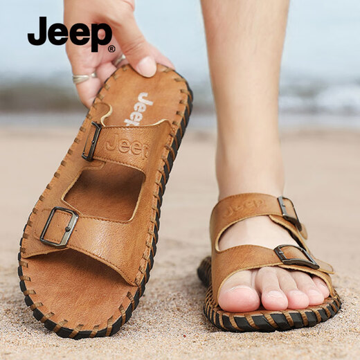 Jeep Jeep Slippers for men in autumn new style breathable soft sole wear casual sandals outdoor non-slip Roman beach shoes men brown [standard sneaker size] 39