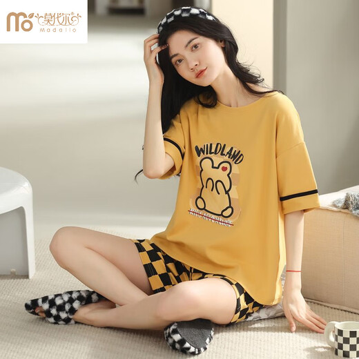 莫代尔2025年新款睡衣女夏季纯.棉短袖两件套夏天家居服 YZT9853 M 女款 建议80-100斤