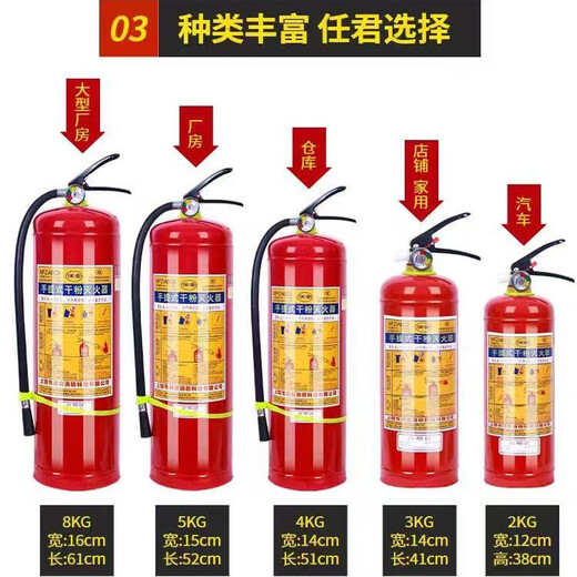 Xinggui'an Fire EXTINCHER Store pour les automobiles et les ménages Utilisez 4 Jin [Jin équivaut à 0,5 kg] Factory Special Dry Powder Portable 12358 kg 8 Jin [Jin est égal à 0,5 kg]