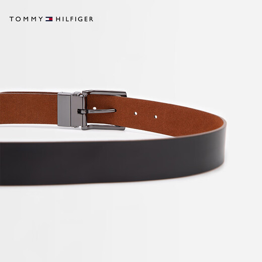 
TOMMY HILFIGER [Double-sided] Men's retro pin buckle leather business casual belt belt AM0AM12053 Black brown GB8 95cm