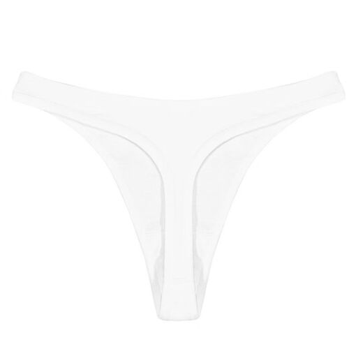 Men's thong high-cut pure cotton style hollow sexy butt-lifting T-pants low-waist macho nightclub seamless briefs trendy white XL 135-150
