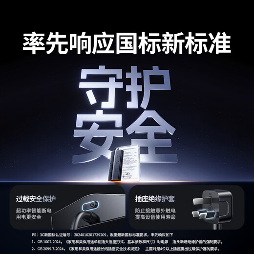 Greenlink T6 trapezoidal multi-function plug-in strip gallium nitride 65WPD fast charging socket USB desktop charging station new national standard anti-overload dormitory computer plug-in board 6-digit total control 3 meters