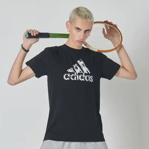 阿迪达斯 （adidas）男子透气舒适圆领休闲运动短袖T恤 L码
