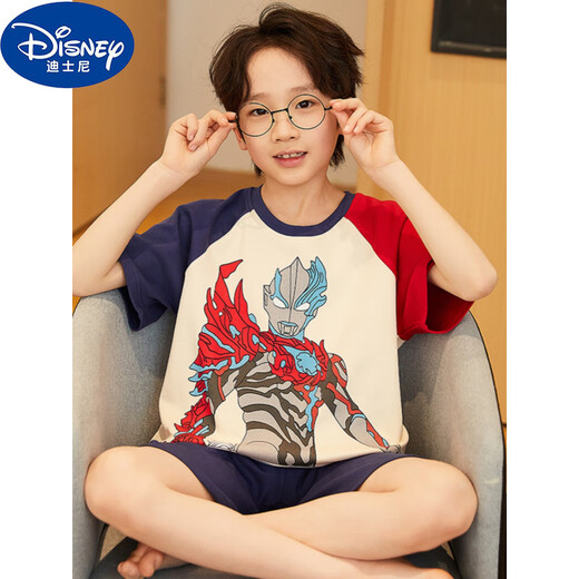 迪士尼（Disney）儿童棉睡衣男孩2025夏季款宝宝套装男童布莱泽装甲奥特曼家居服 N682布莱泽装甲-男童 100 cm/8码【身高85-102cm】