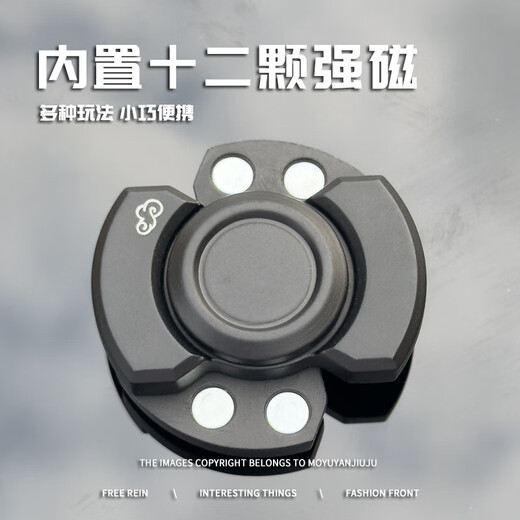 EDC decompression toy stainless steel three-in-one fingertip spinner snap coin finger decompression artifact telegraph clip push card light gray