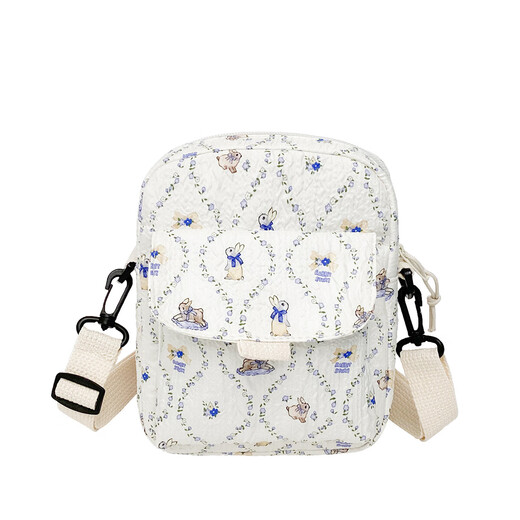 Spring and summer casual sports mini bag for women 2025 new canvas cartoon small square bag one-shoulder crossbody mobile phone bag little rabbit