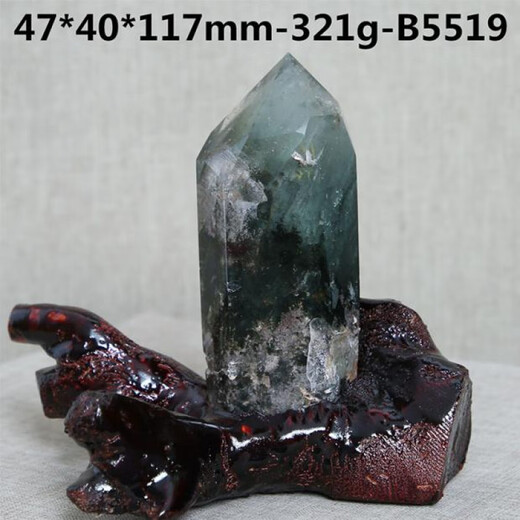 兔姬天然星光绿幽灵柱绿水晶千层绿幽灵水晶原矿物晶石家居装饰品摆件 桔红色6629