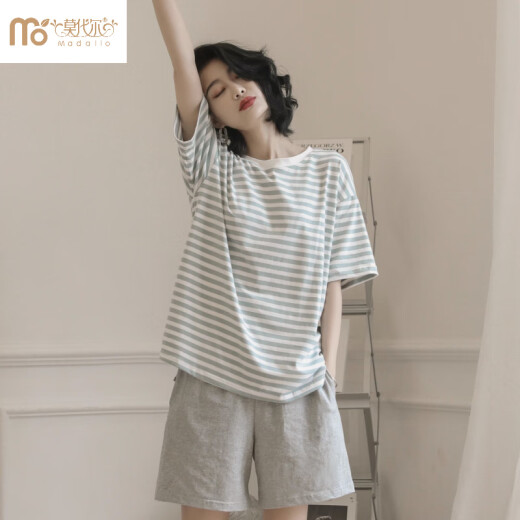 莫代尔2025年新款睡衣女夏季纯.棉短袖两件套夏天家居服 YZT9853 M 女款 建议80-100斤