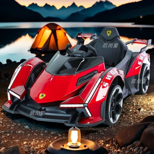 Timminy's new children's electric car, four-wheel car, remote control toy car, a child can sit on a large baby stroller, rechargeable, stunning appearance (send according to Specifications), sliding model, no battery