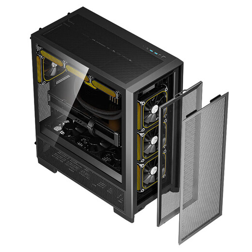 Patriot Fuyao Baili boîtier d'ordinateur de bureau ATX grande carte 360 ​​refroidissement par maille refroidie à l'eau boîtier hôte de bureau de jeu e-sports Fuyao Baili noir/3 ventilateurs pré-installés