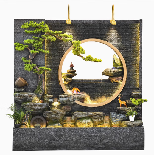 Living room new Chinese style courtyard water feature water curtain wall rockery flowing water fountain decoration landscape landscaping flowing water wall ornaments length 331