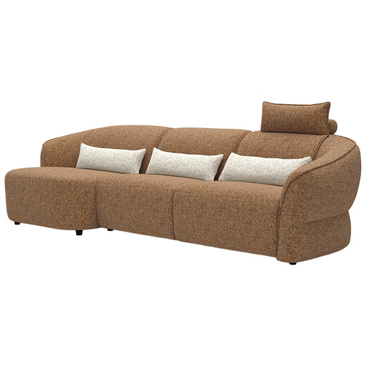 
Lezhibao LAZBOY fabric zero wall function sofa living room multi-person imperial concubine position Chenille sofa blue star 673 Sunlight orange-3.23m large threesome left electric right shape