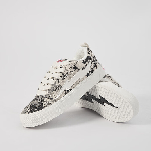
LIGHTNING X STORM Picasso paintings co-branded lightning men and women's shoes for revenge storm small fragrant bread shoes heightened couple skateboard shoes LS-699 ink rhyme black 39