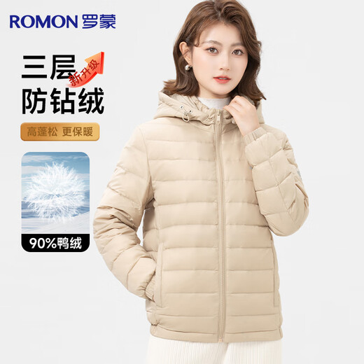 Luo Meng 90% duck down light down jacket for women winter middle-aged short hooded autumn down student warm mother jacket