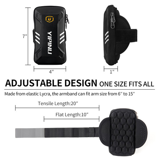 YIPINU Weiqiang arm bag sports and outdoor products multi-functional anti-fall mobile phone arm bag running fitness mobile phone arm bag black large