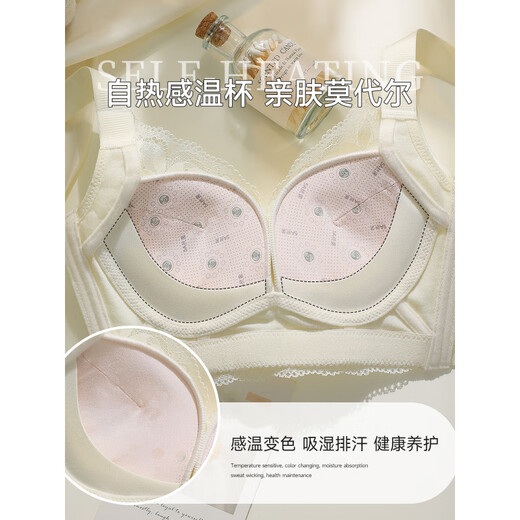 莫代尔内衣女小胸聚拢收副乳防下垂薄款舒适无钢圈性感蕾丝纯欲风文胸罩 【5A抗菌+温感养护】黑色+香槟色 70A 【上薄下厚2.5c AB通杯】