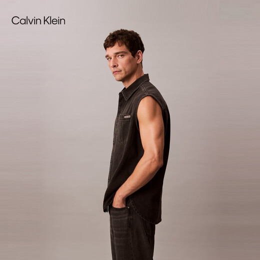
Calvin KleinJeans25 early autumn new men's retro vacation style ck cotton linen blend sleeveless denim shirt 4RC733G