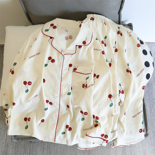
Xianxiu INS Fengyunduo Cotton Sweet Home Clothing Long Sleeve Long Trousers Two-piece Set KDJ-826#Love Bow 170 M