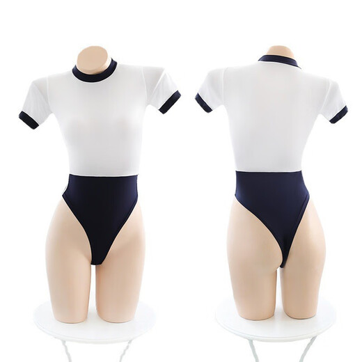 Large size baby clothes, large size pure campus sports jumpsuit uniform seductive sexy passion suit tight swimming bjd 691+ white background blue bar student socks, average size