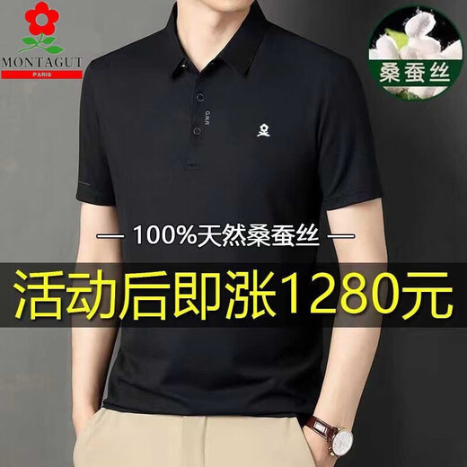 梦特娇（MONTAGUT）翻领短袖男保罗衫t恤官网pollo衫男装夏装新款冰丝体恤衫 6188上青 M 165/M建议120斤以内
