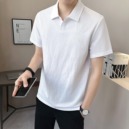 Sweat polo à manches à manches à manches courtes Pierre Cardin pour hommes en été mince, T-shirt à revers simple à manches courtes (environ 90-110 Jin [Jin est à 0,5 kg]
