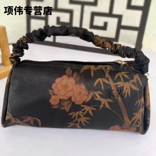 XMSJ香云纱手拿包 富贵牡丹